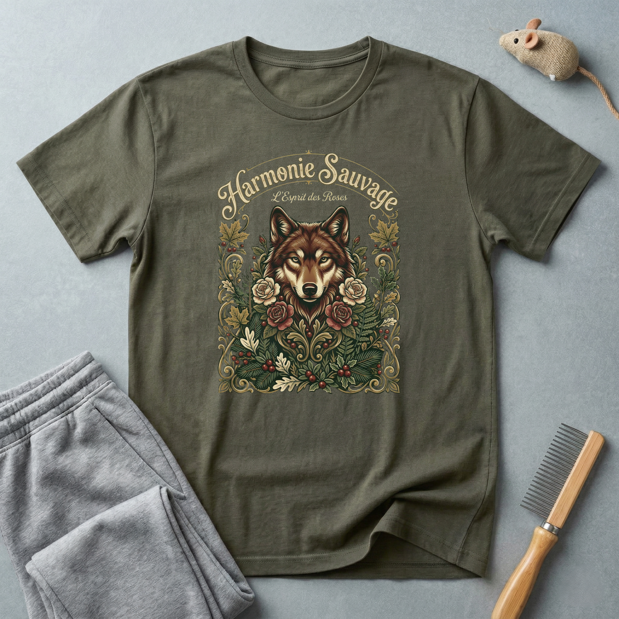 T-shirt Loup Floral — «Sauvagement Féroce» T-shirt graphique nature vintage 🐺🌿