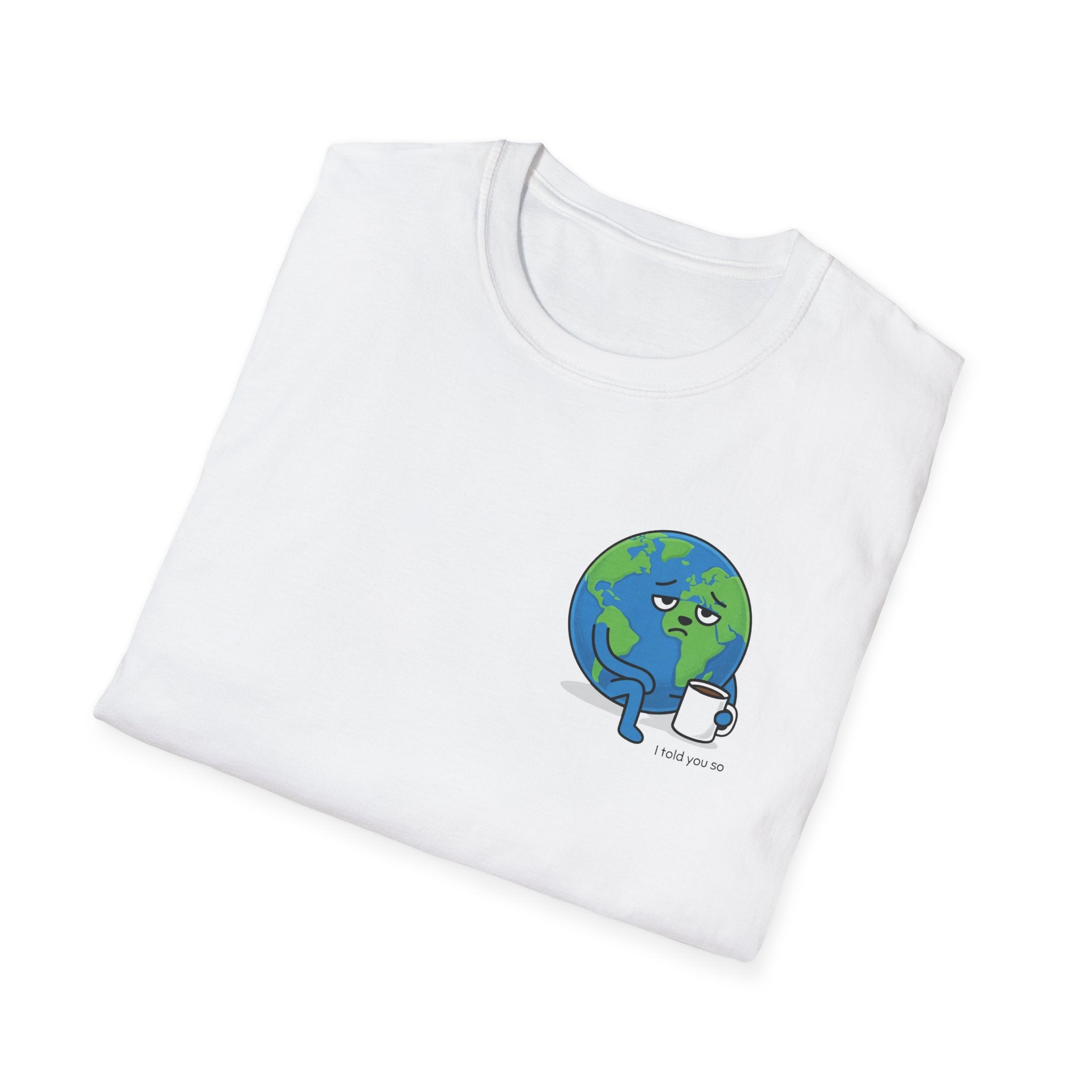 Earth Hugging Coffee T-Shirt — Cute Planet Drinking Coffee Graphic Tee