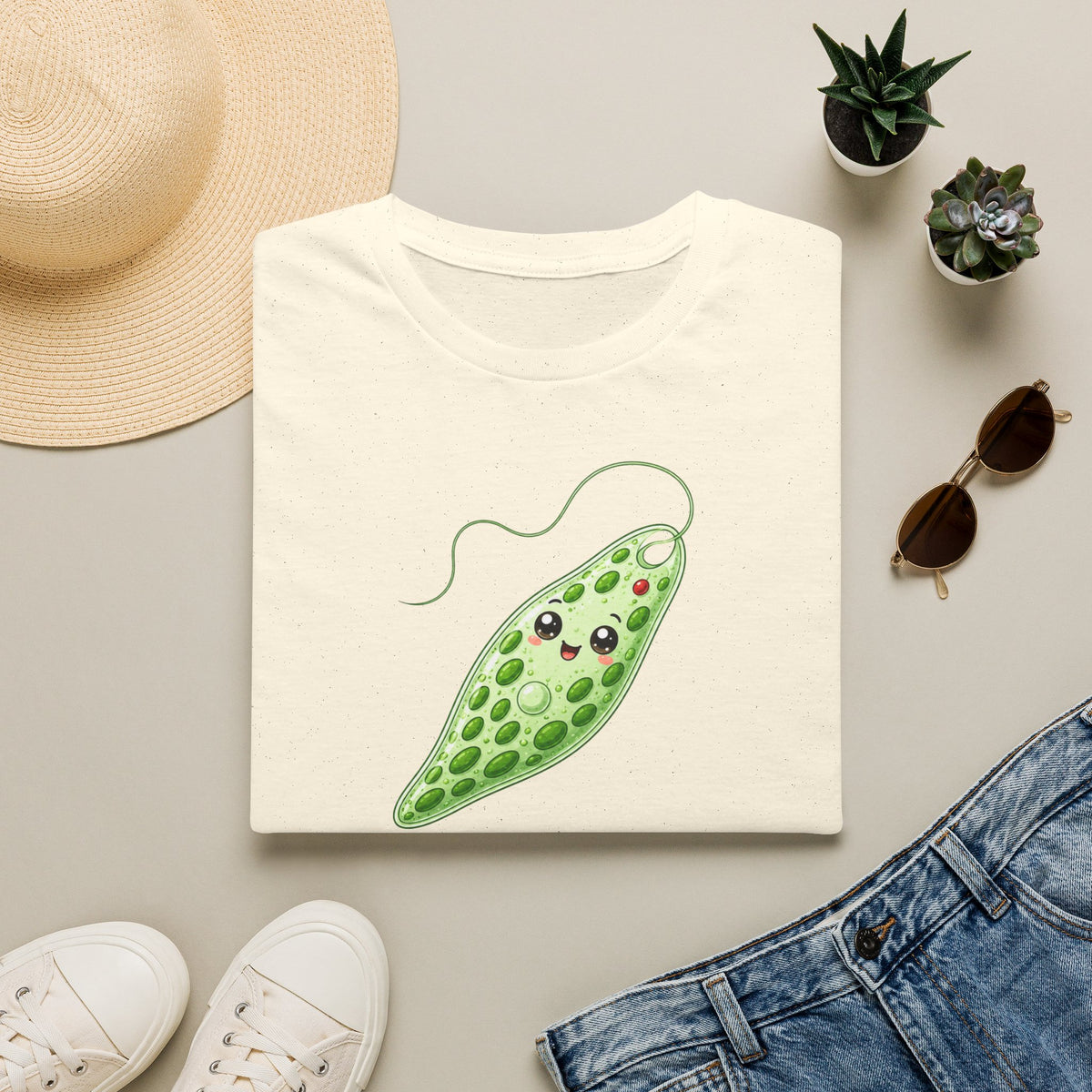 T-shirt kawaii avec cosse de pois — Adorable t-shirt illustré sur le thème botanique