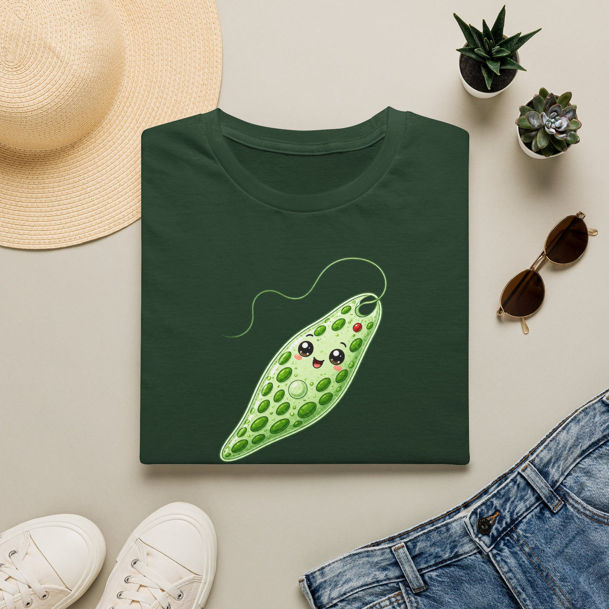 T-shirt kawaii avec cosse de pois — Adorable t-shirt illustré sur le thème botanique