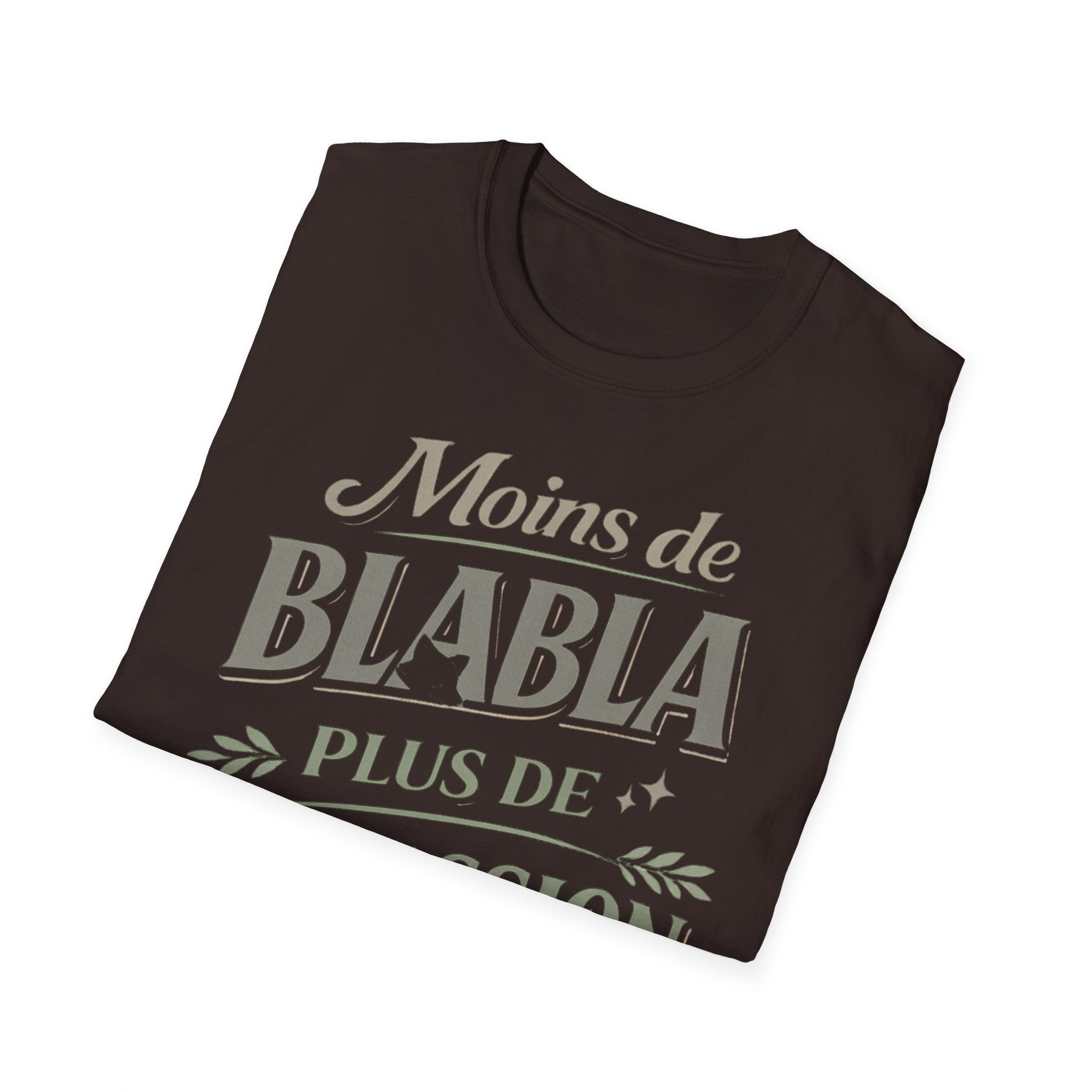 T-Shirt — "Moins de Blabla, Plus de Compassion" French Typography Tee