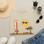 T-shirt graphique « Canicule » — Design thermomètre ensoleillé affichant 42 °C