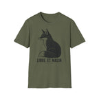 T-shirt illustré avec renard — « Libre et malin » — T-shirt graphique