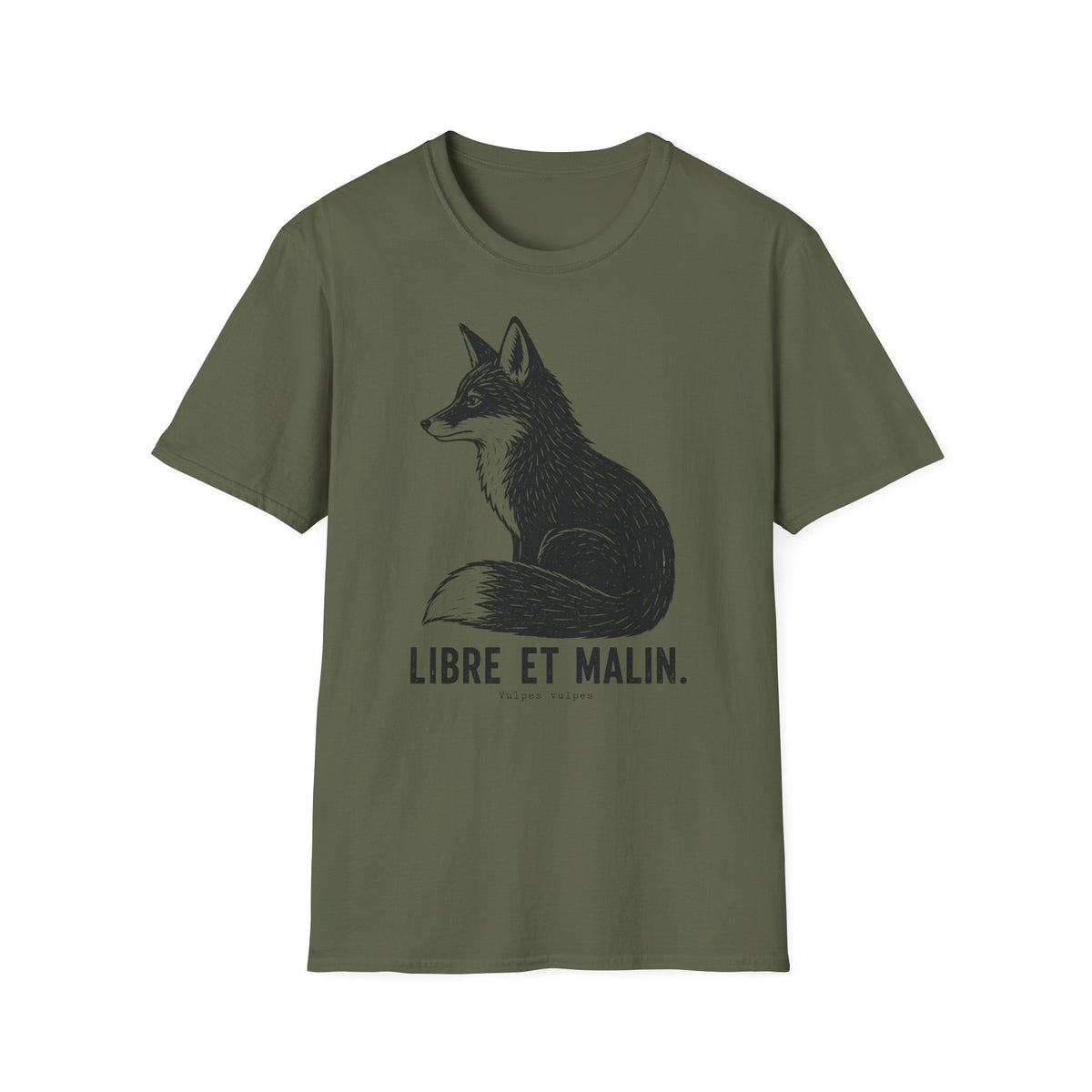 T-shirt illustré avec renard — « Libre et malin » — T-shirt graphique