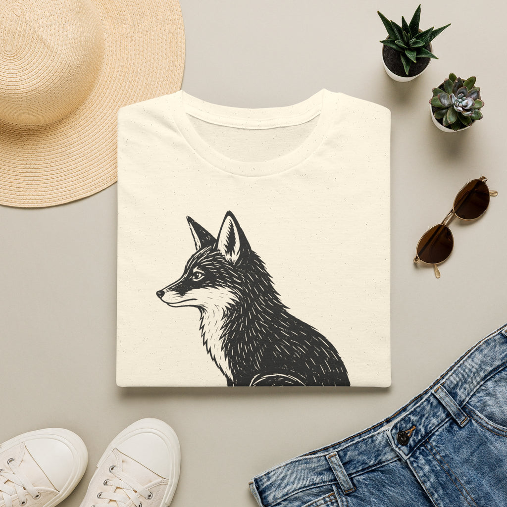 T-shirt illustré avec renard — « Libre et malin » — T-shirt graphique