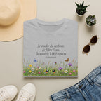 T-shirt — Motif graphique nature : « Je stocke du carbone, je filtre l’eau, je nourris 1 000 espèces »