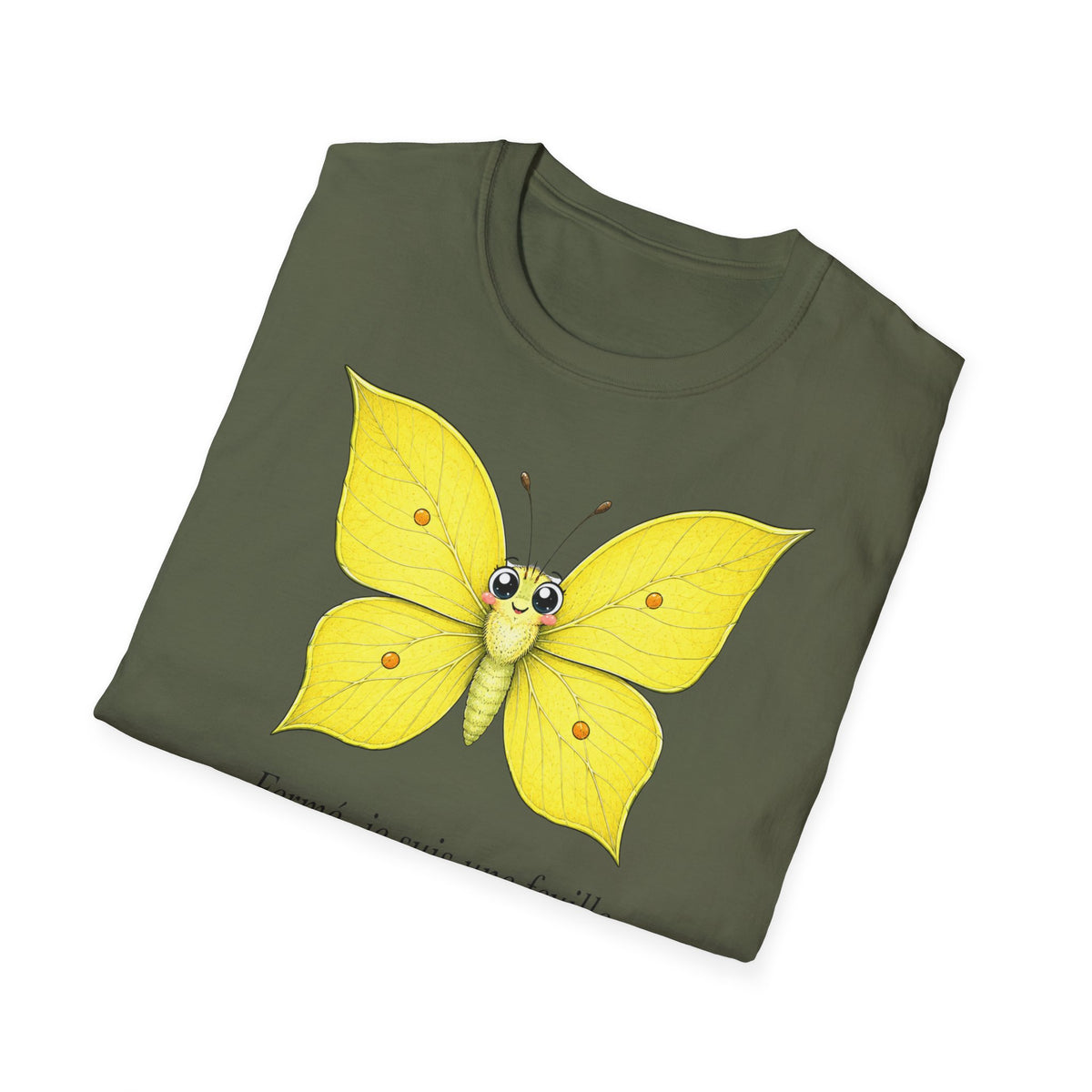 T-shirt papillon jaune avec poème
