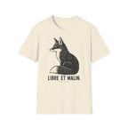 T-shirt illustré avec renard — « Libre et malin » — T-shirt graphique