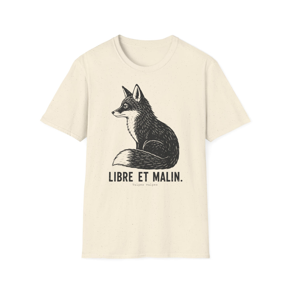 T-shirt illustré avec renard — « Libre et malin » — T-shirt graphique