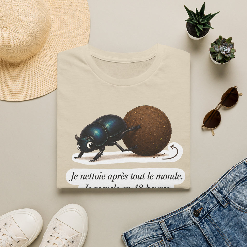 T-shirt — Scarabée bousier « Je recycle en 48 heures »