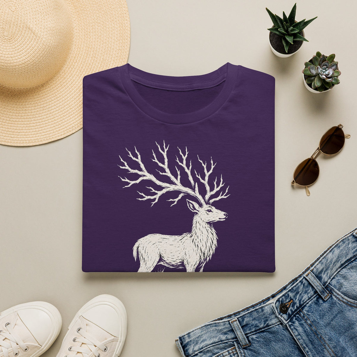 T-shirt illustré avec cerf — « DIGNE. » — T-shirt graphique inspiré de la nature