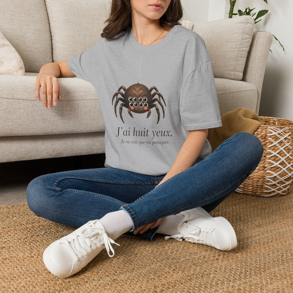 T-shirt illustré avec araignée — « J’ai huit yeux »