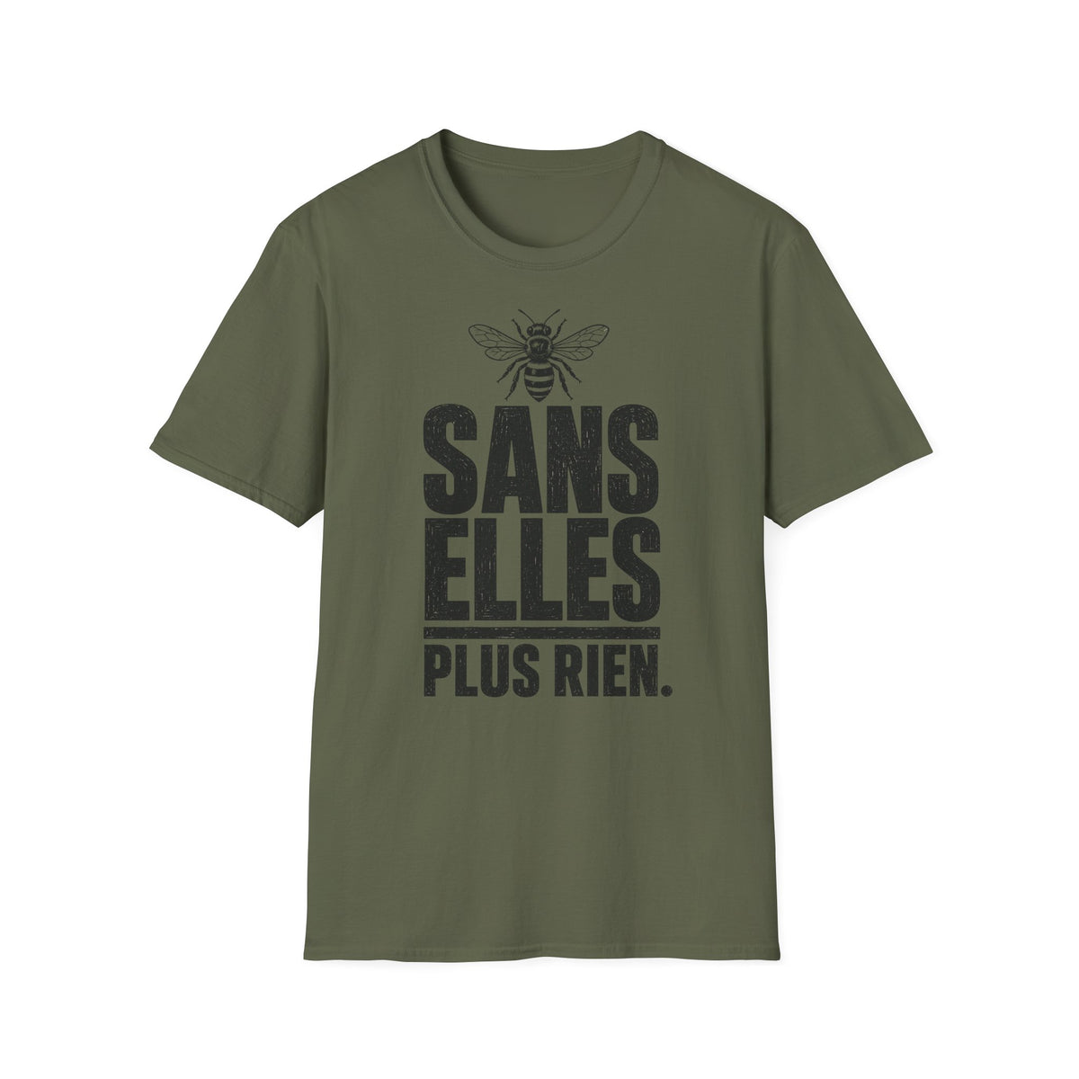 T-shirt — « Sans elles, plus rien » — Illustration graphique d’abeilles