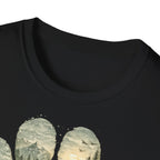 Wild Paw Landscape T-Shirt — Mountain Forest Paw Print Nature Tee