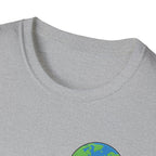 Earth Hugging Coffee T-Shirt — Cute Planet Drinking Coffee Graphic Tee