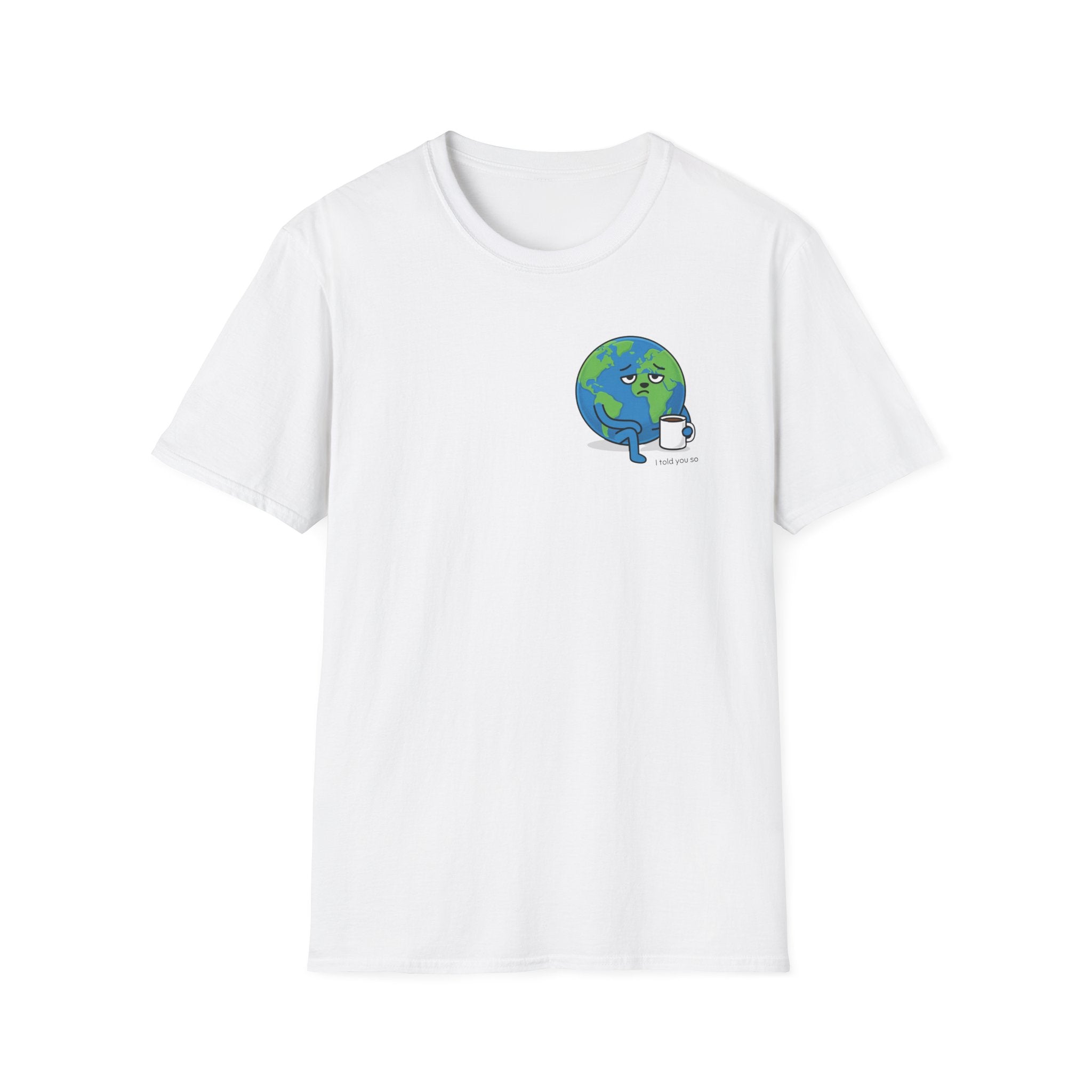 Earth Hugging Coffee T-Shirt — Cute Planet Drinking Coffee Graphic Tee