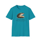 T-shirt — Illustration vintage de moule perlière avec la phrase française « Je peux vivre 200 ans »