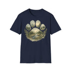 Wild Paw Landscape T-Shirt — Mountain Forest Paw Print Nature Tee