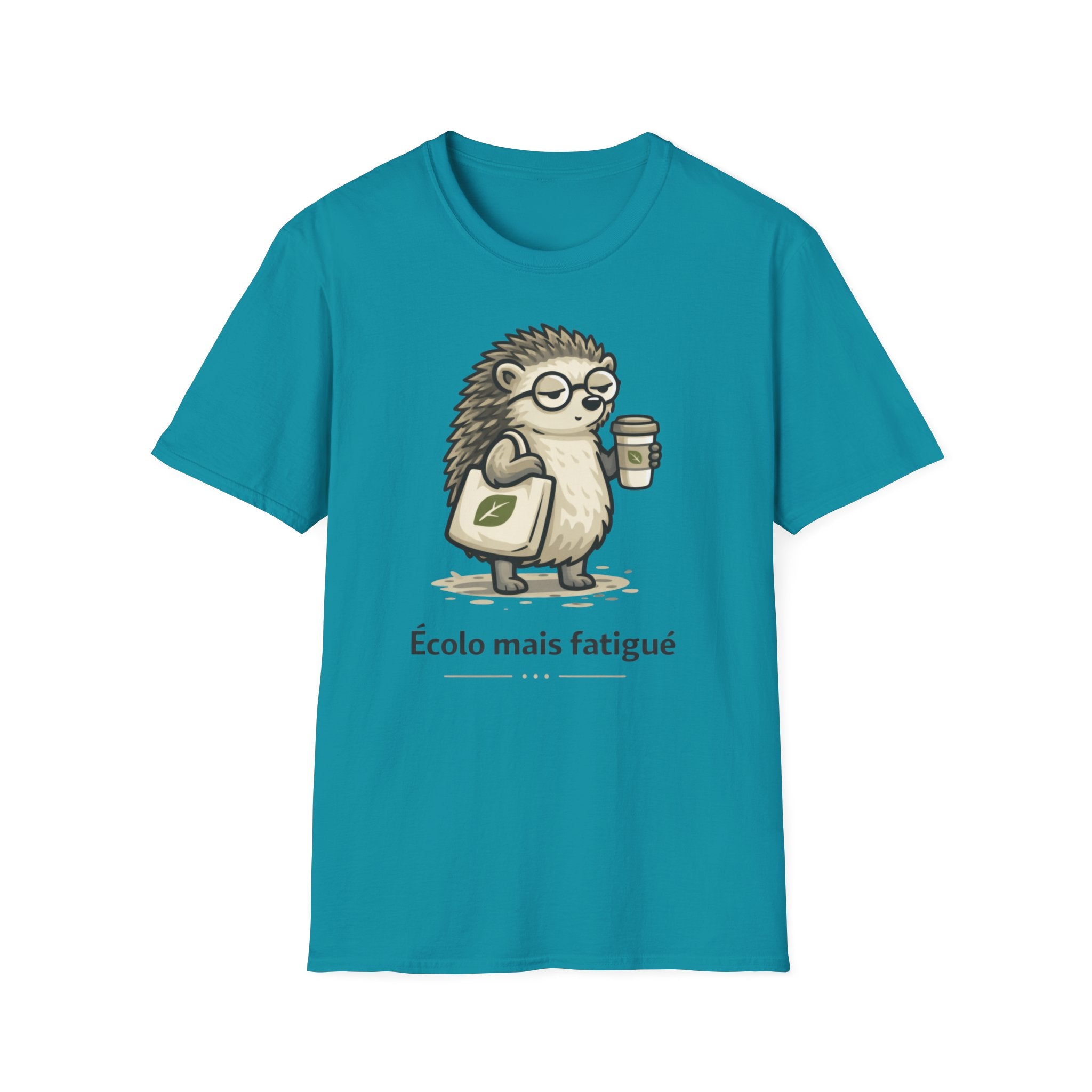 Eco Hedgehog T‑Shirt — "Écolo mais fatigué" Cute Eco-Friendly Graphic Tee