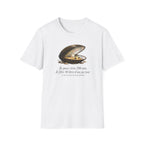T-shirt — Illustration vintage de moule perlière avec la phrase française « Je peux vivre 200 ans »