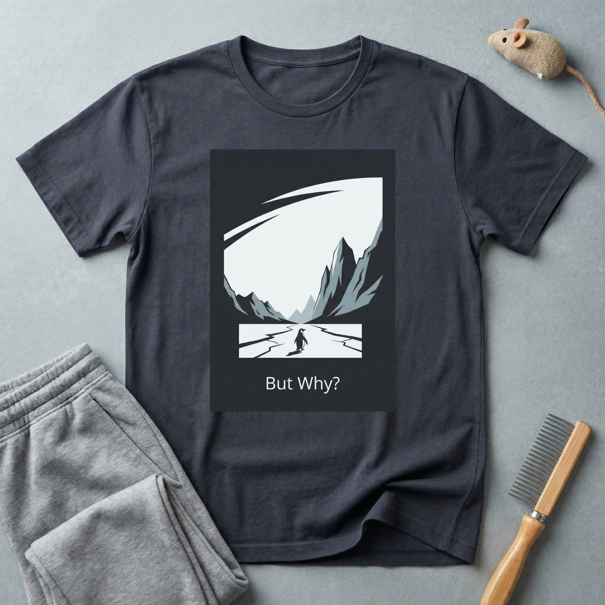 T-shirt — T-shirt graphique minimaliste de montagne avec la mention «But Why?»