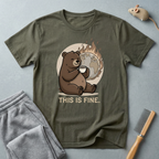 This Is Fine Bear T-Shirt — Funny Cozy Cartoon Tee