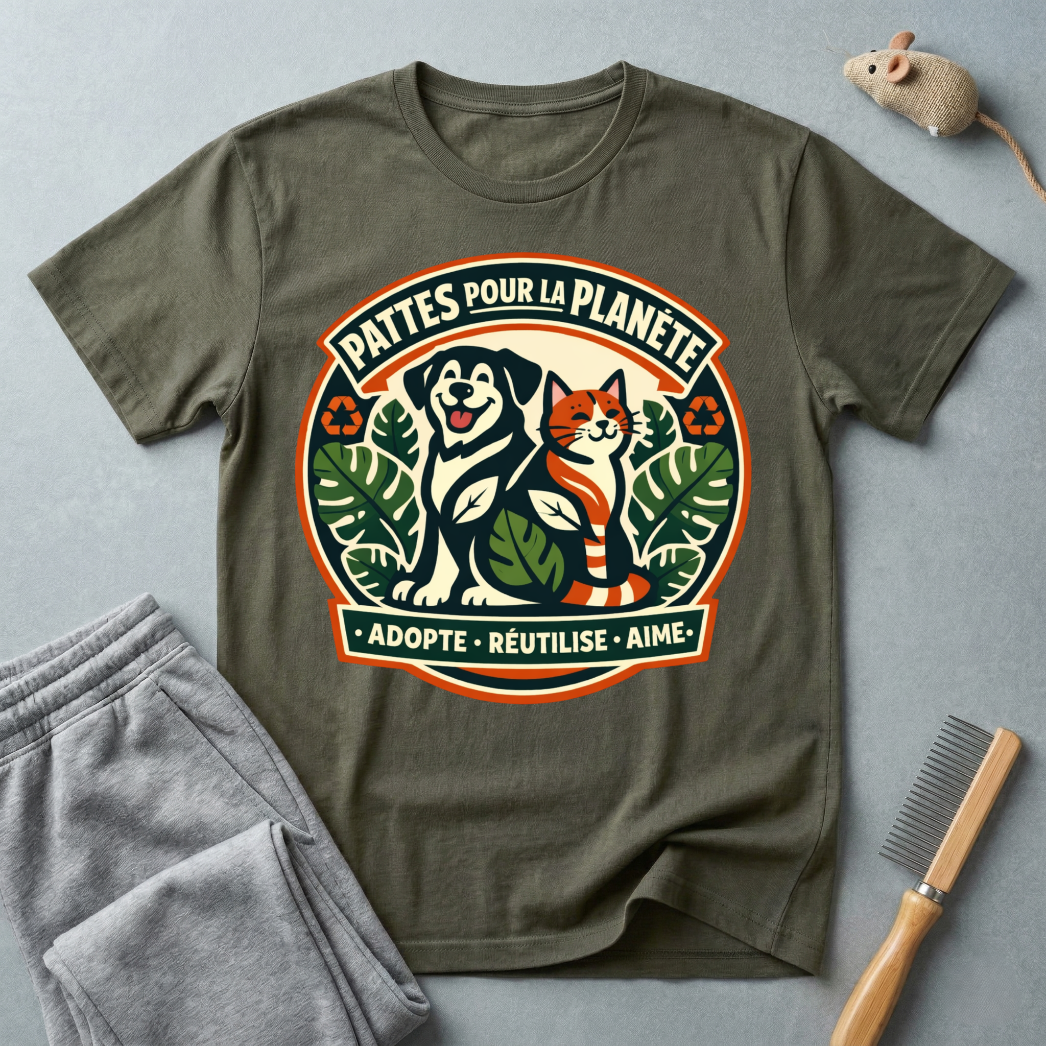 T-Shirt — "Pattes Pour La Planète" Eco Pet Rescue Tee (Adopte • Réutilise • Aime)