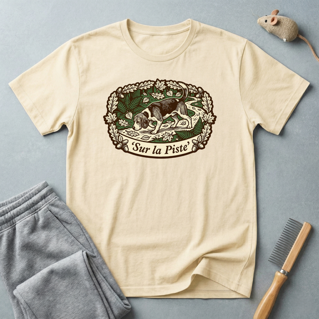 T-shirt — Graphique vintage nature lapin «Sur la piste»