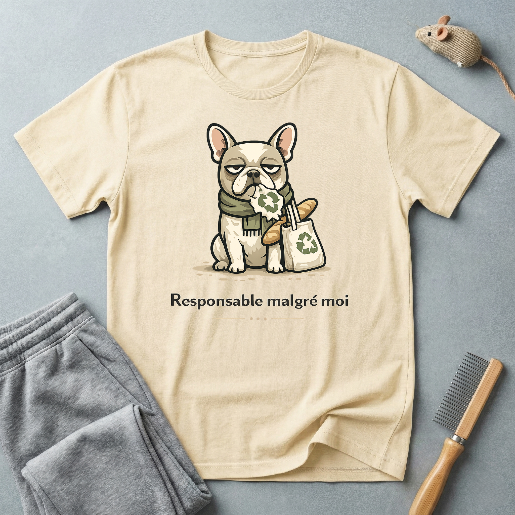 T-shirt — Graphisme mignon de bouledogue “Responsable malgré moi”