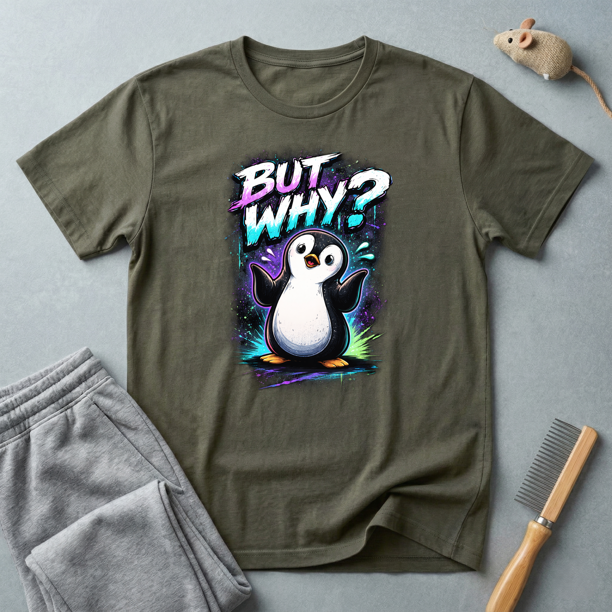 T-shirt graphique pingouin «But Why?»